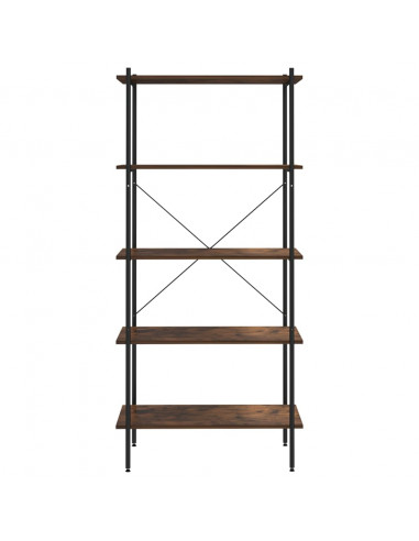 Scaffale con 5 Mensole Nero e Naturale 80x40x163 cm