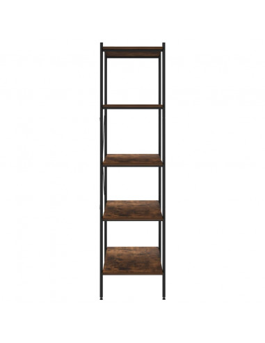 Scaffale con 5 Mensole Nero e Naturale 80x40x163 cm