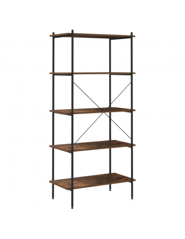 Scaffale con 5 Mensole Nero e Naturale 80x40x163 cm
