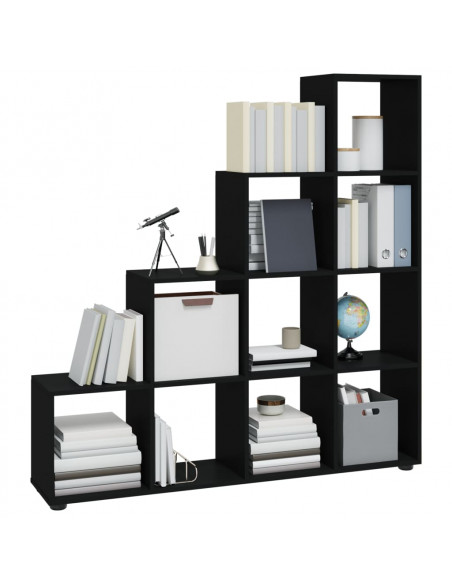 Libreria a Scala Nera 142 cm in Legno Multistrato