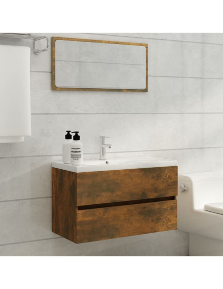 Mobile Sottolavabo Rovere Fumo 80x38,5x45 cm Legno Multistrato