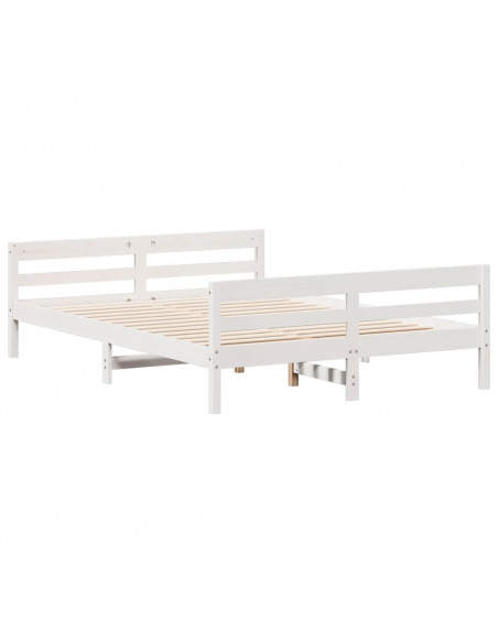 Giroletto con Testiera Bianco 120x200 cm Legno Massello di Pino