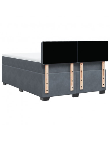 Giroletto a Molle con Materasso Grigio Scuro 140x200 cm Velluto