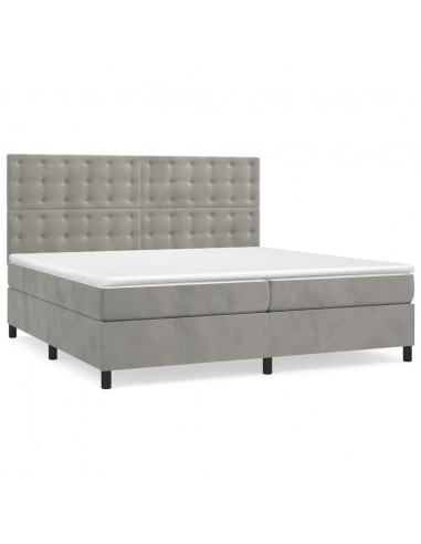 Giroletto a Molle con Materasso Grigio Chiaro 200x200cm Velluto