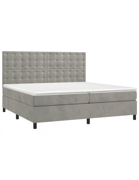 Giroletto a Molle con Materasso Grigio Chiaro 200x200cm Velluto
