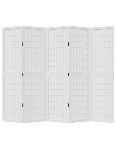 Divisorio Ambienti 5Pannelli Bianco Legno Massello di Paulownia