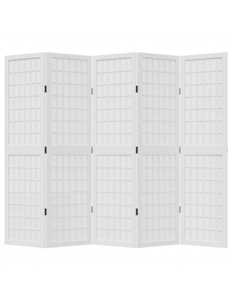 Divisorio Ambienti 5Pannelli Bianco Legno Massello di Paulownia