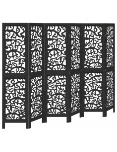 Divisorio Ambienti 6 Pannelli Nero Legno Massello di Paulownia 2