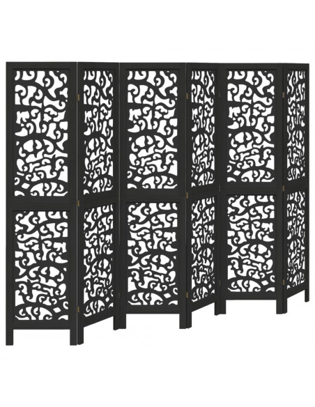 Divisorio Ambienti 6 Pannelli Nero Legno Massello di Paulownia