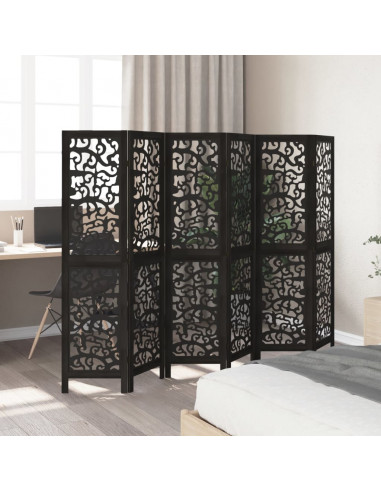 Divisorio Ambienti 6 Pannelli Nero Legno Massello di Paulownia