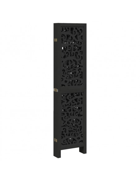 Divisorio Ambienti 6 Pannelli Nero Legno Massello di Paulownia