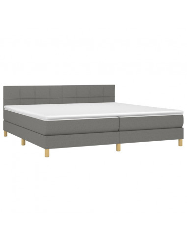Letto a Molle Materasso e LED Grigio Scuro 200x200cm in Tessuto