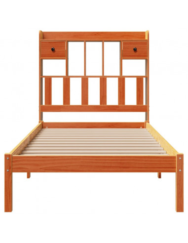 Letto Libreria senza Materasso Marrone Cera 75x190 cm in Pino