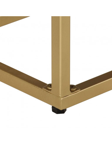 Credenza Nera e Oro 110x30x75 cm in Legno Massello di Mango