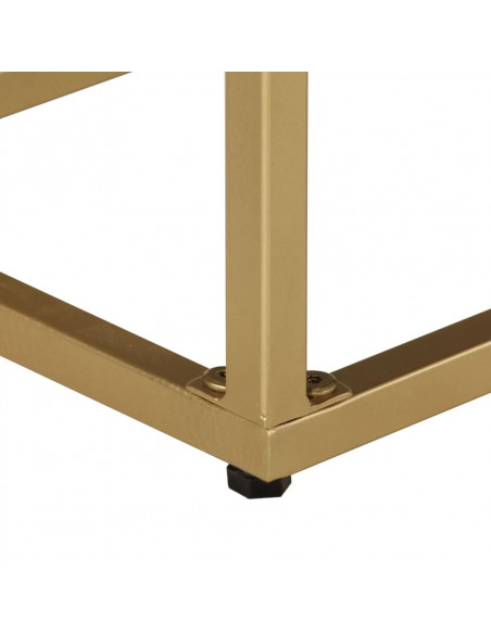 Credenza Nera e Oro 110x30x75 cm in Legno Massello di Mango