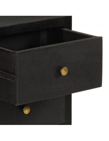 Credenza Nera e Oro 110x30x75 cm in Legno Massello di Mango