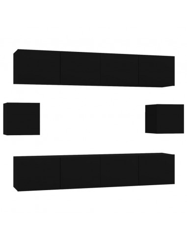 Set Mobili Porta TV 6 pz Nero in Legno Multistrato