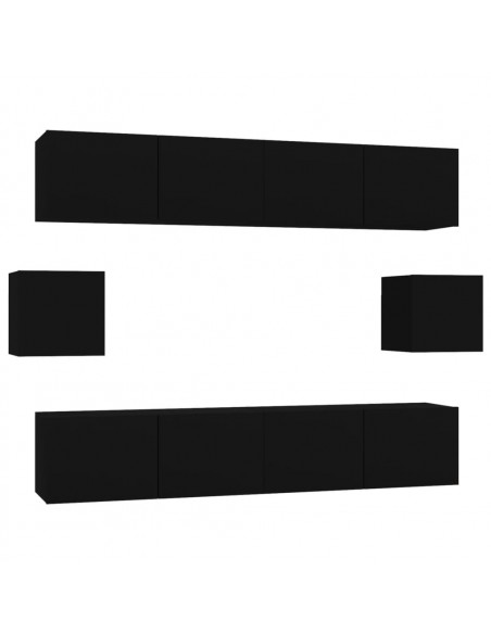 Set Mobili Porta TV 6 pz Nero in Legno Multistrato
