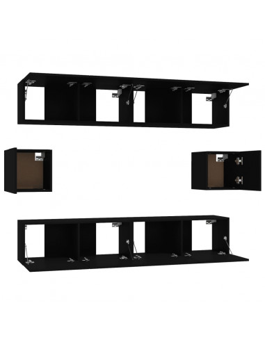 Set Mobili Porta TV 6 pz Nero in Legno Multistrato