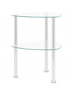 Tavolino a 2 Livelli Trasparente 38x38x50 cm in Vetro Temperato 2