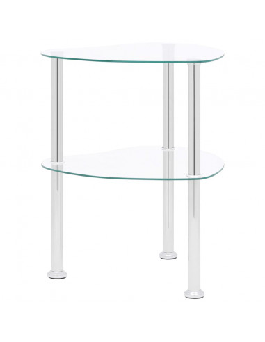 Tavolino a 2 Livelli Trasparente 38x38x50 cm in Vetro Temperato