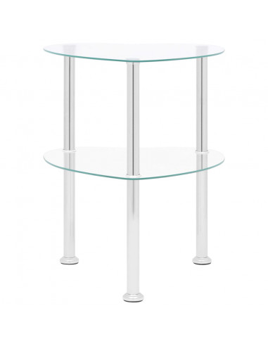 Tavolino a 2 Livelli Trasparente 38x38x50 cm in Vetro Temperato