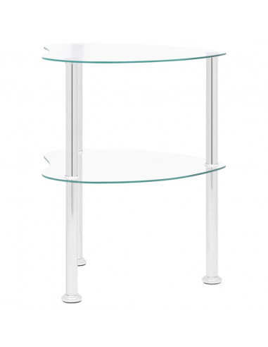 Tavolino a 2 Livelli Trasparente 38x38x50 cm in Vetro Temperato