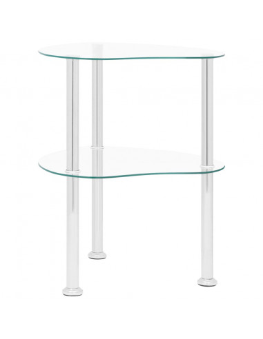 Tavolino a 2 Livelli Trasparente 38x38x50 cm in Vetro Temperato