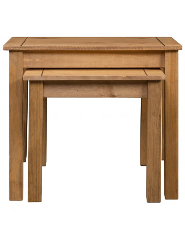 Tavolini Impilabili 2 pz in Legno Massello di Pino Panama