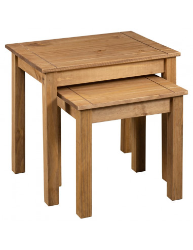 Tavolini Impilabili 2 pz in Legno Massello di Pino Panama