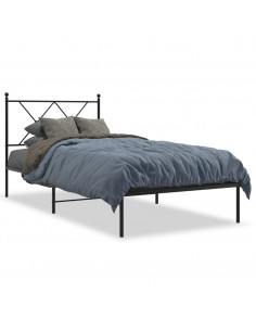 Giroletto con Testiera in Metallo Nero 90x190 cm 2