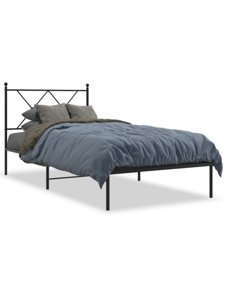 Giroletto con Testiera in Metallo Nero 90x190 cm