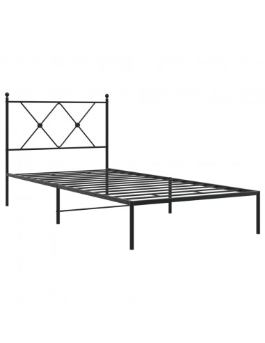 Giroletto con Testiera in Metallo Nero 90x190 cm