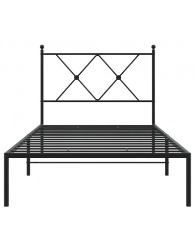 Giroletto con Testiera in Metallo Nero 90x190 cm