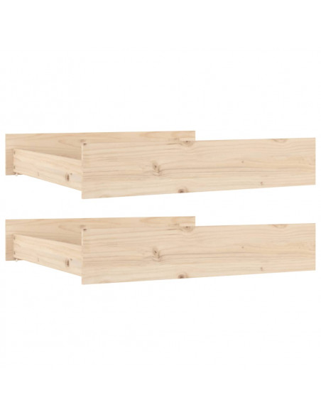 Cassettoni da Letto 2 pz in Legno Massello di Pino