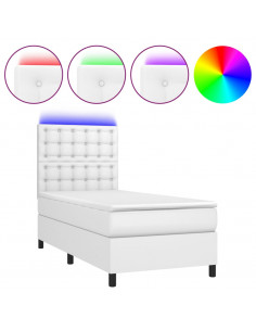 Giroletto Molle con Materasso e LED Bianco 90x200 cm Similpelle 2