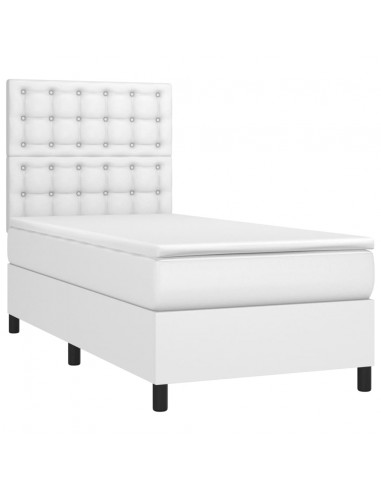 Giroletto Molle con Materasso e LED Bianco 90x200 cm Similpelle