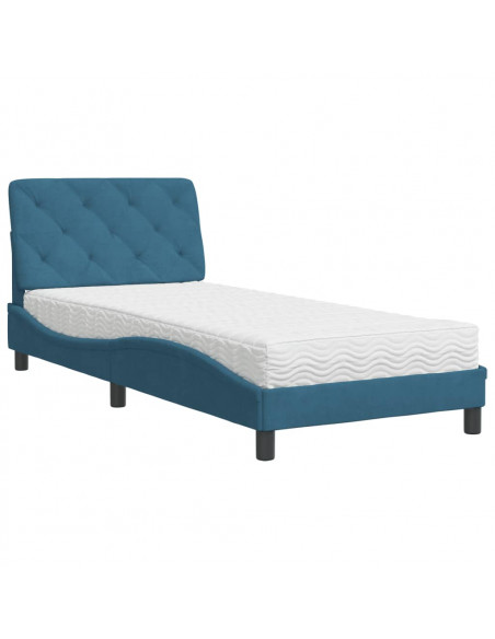 Letto con Materasso Blu 90x190 cm in Velluto