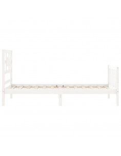 Giroletto con Testiera Bianco 90x200 cm in Legno Massello 2