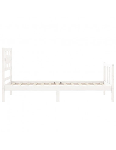 Giroletto con Testiera Bianco 90x200 cm in Legno Massello