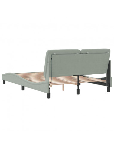 Giroletto con Luci LED Grigio Chiaro 140x190 cm in Velluto