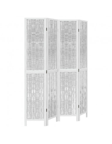 Divisorio Ambienti 4Pannelli Bianco Legno Massello di Paulownia