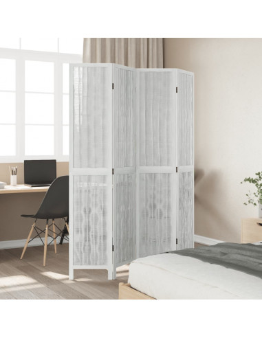 Divisorio Ambienti 4Pannelli Bianco Legno Massello di Paulownia