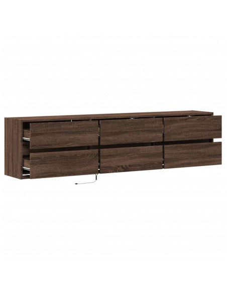 Mobile TV a Parete con LED Rovere Marrone 180x31x45 cm