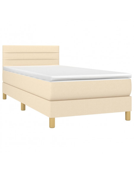 Letto a Molle con Materasso e LED Crema 80x200 cm in Tessuto