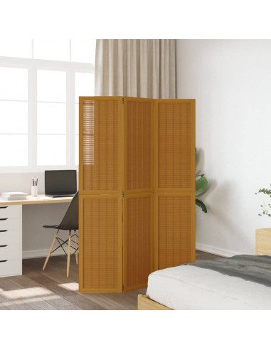 Divisorio Ambienti 3 Pannelli Marrone Scuro Massello Paulownia