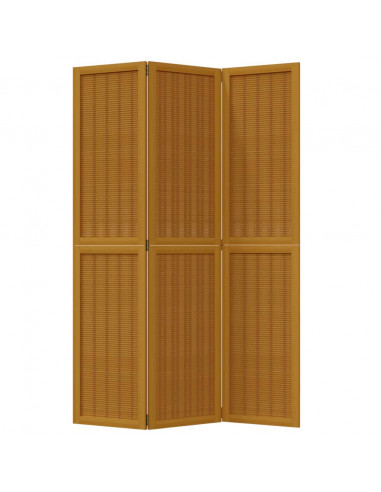 Divisorio Ambienti 3 Pannelli Marrone Scuro Massello Paulownia