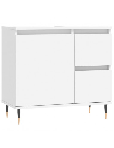 Set Mobili da Bagno 3 pz Bianco in Legno Multistrato