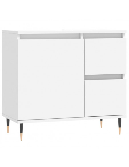 Set Mobili da Bagno 3 pz Bianco in Legno Multistrato