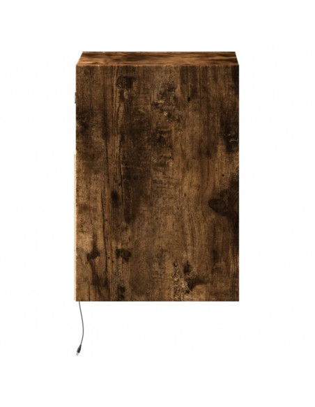 Mobile TV a Parete con Luci LED Rovere Fumo 41x31x45 cm